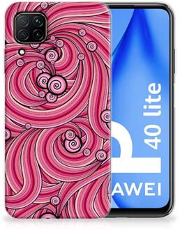 B2Ctelecom Back Case TPU Siliconen Hoesje Huawei P40 Lite Smartphone hoesje Swirl Pink