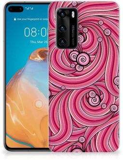 B2Ctelecom Back Case TPU Siliconen Hoesje Huawei P40 Smartphone hoesje Swirl Pink