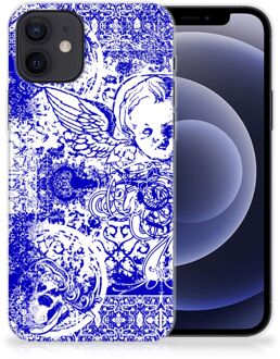 B2Ctelecom Back Case TPU Siliconen Hoesje iPhone 12 | 12 Pro (6.1") Smartphone hoesje Angel Skull Blue