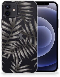 B2Ctelecom Back Case TPU Siliconen Hoesje iPhone 12 | 12 Pro (6.1") Smartphone hoesje Leaves Grey