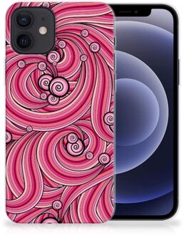 B2Ctelecom Back Case TPU Siliconen Hoesje iPhone 12 | 12 Pro (6.1") Smartphone hoesje Swirl Pink