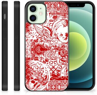 B2Ctelecom Back Case TPU Siliconen Hoesje iPhone 12 Mini GSM Hoesje met Zwarte rand Angel Skull Red