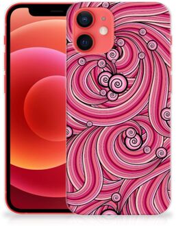 B2Ctelecom Back Case TPU Siliconen Hoesje iPhone 12 Mini Smartphone hoesje Swirl Pink