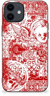 B2Ctelecom Back Case TPU Siliconen Hoesje iPhone 12 Pro | 12 (6.1") GSM Hoesje met Zwarte rand Angel Skull Red