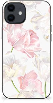 B2Ctelecom Back Case TPU Siliconen Hoesje iPhone 12 Pro | 12 (6.1") GSM Hoesje met Zwarte rand Mooie Bloemen