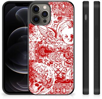 B2Ctelecom Back Case TPU Siliconen Hoesje iPhone 12 Pro Max GSM Hoesje met Zwarte rand Angel Skull Red