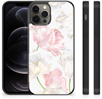 B2Ctelecom Back Case TPU Siliconen Hoesje iPhone 12 Pro Max GSM Hoesje met Zwarte rand Mooie Bloemen