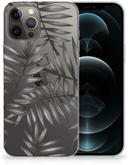 B2Ctelecom Back Case TPU Siliconen Hoesje iPhone 12 Pro Max Smartphone hoesje Leaves Grey