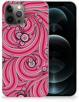 B2Ctelecom Back Case TPU Siliconen Hoesje iPhone 12 Pro Max Smartphone hoesje Swirl Pink