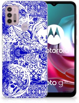 B2Ctelecom Back Case TPU Siliconen Hoesje Motorola Moto G30 | G10 Smartphone hoesje Angel Skull Blue