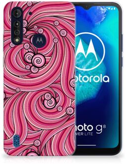 B2Ctelecom Back Case TPU Siliconen Hoesje Motorola Moto G8 Power Lite Smartphone hoesje Swirl Pink