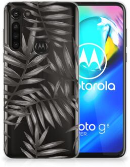 B2Ctelecom Back Case TPU Siliconen Hoesje Motorola Moto G8 Power Smartphone hoesje Leaves Grey