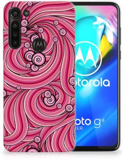 B2Ctelecom Back Case TPU Siliconen Hoesje Motorola Moto G8 Power Smartphone hoesje Swirl Pink