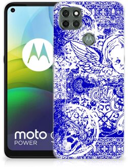 B2Ctelecom Back Case TPU Siliconen Hoesje Motorola Moto G9 Power Smartphone hoesje Angel Skull Blue