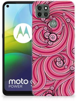 B2Ctelecom Back Case TPU Siliconen Hoesje Motorola Moto G9 Power Smartphone hoesje Swirl Pink