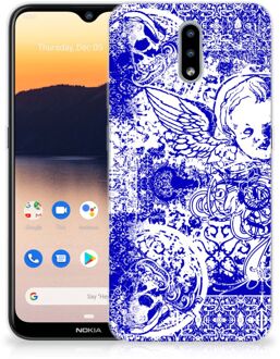 B2Ctelecom Back Case TPU Siliconen Hoesje Nokia 2.3 Smartphone hoesje Angel Skull Blue