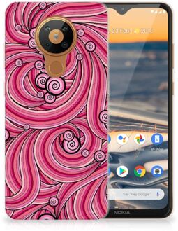 B2Ctelecom Back Case TPU Siliconen Hoesje Nokia 5.3 Smartphone hoesje Swirl Pink