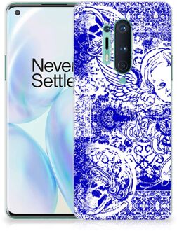 B2Ctelecom Back Case TPU Siliconen Hoesje OnePlus 8 Pro Smartphone hoesje Angel Skull Blue