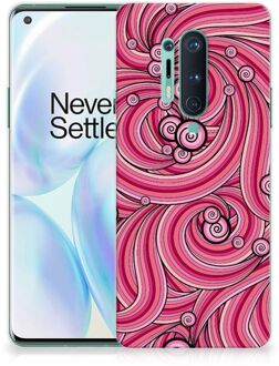 B2Ctelecom Back Case TPU Siliconen Hoesje OnePlus 8 Pro Smartphone hoesje Swirl Pink