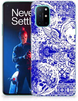 B2Ctelecom Back Case TPU Siliconen Hoesje OnePlus 8T Smartphone hoesje Angel Skull Blue