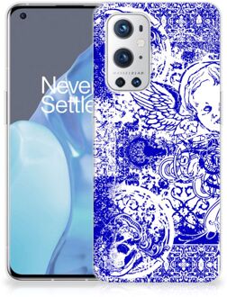 B2Ctelecom Back Case TPU Siliconen Hoesje OnePlus 9 Pro Smartphone hoesje Angel Skull Blue