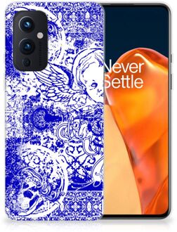 B2Ctelecom Back Case TPU Siliconen Hoesje OnePlus 9 Smartphone hoesje Angel Skull Blue