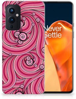 B2Ctelecom Back Case TPU Siliconen Hoesje OnePlus 9 Smartphone hoesje Swirl Pink