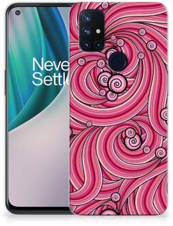 B2Ctelecom Back Case TPU Siliconen Hoesje OnePlus Nord N10 5G Smartphone hoesje Swirl Pink