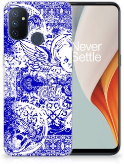 B2Ctelecom Back Case TPU Siliconen Hoesje OnePlus Nord N100 Smartphone hoesje Angel Skull Blue