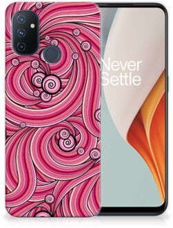 B2Ctelecom Back Case TPU Siliconen Hoesje OnePlus Nord N100 Smartphone hoesje Swirl Pink