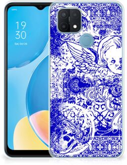 B2Ctelecom Back Case TPU Siliconen Hoesje OPPO A15 Smartphone hoesje Angel Skull Blue