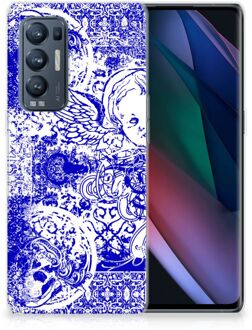 B2Ctelecom Back Case TPU Siliconen Hoesje OPPO Find X3 Neo Smartphone hoesje Angel Skull Blue