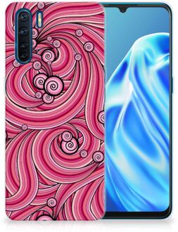 B2Ctelecom Back Case TPU Siliconen Hoesje OPPP A91 Smartphone hoesje Swirl Pink