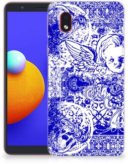 B2Ctelecom Back Case TPU Siliconen Hoesje Samsung Galaxy A01 Core Smartphone hoesje Angel Skull Blue