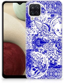 B2Ctelecom Back Case TPU Siliconen Hoesje Samsung Galaxy A12 Smartphone hoesje Angel Skull Blue