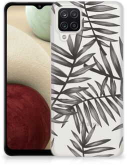 B2Ctelecom Back Case TPU Siliconen Hoesje Samsung Galaxy A12 Smartphone hoesje Leaves Grey