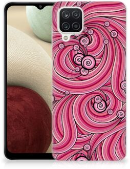 B2Ctelecom Back Case TPU Siliconen Hoesje Samsung Galaxy A12 Smartphone hoesje Swirl Pink