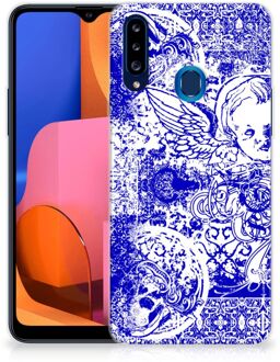 B2Ctelecom Back Case TPU Siliconen Hoesje Samsung Galaxy A20s Smartphone hoesje Angel Skull Blue