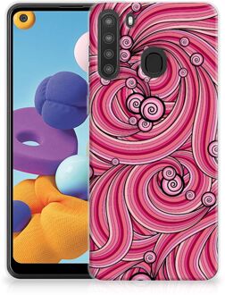 B2Ctelecom Back Case TPU Siliconen Hoesje Samsung Galaxy A21 Smartphone hoesje Swirl Pink