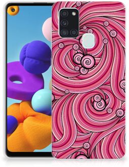 B2Ctelecom Back Case TPU Siliconen Hoesje Samsung Galaxy A21s Smartphone hoesje Swirl Pink