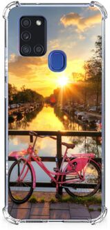 B2Ctelecom Back Case TPU Siliconen Hoesje Samsung Galaxy A21s Telefoon Hoesje met doorzichtige rand Amsterdamse Grachten