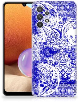 B2Ctelecom Back Case TPU Siliconen Hoesje Samsung Galaxy A32 4G Smartphone hoesje Angel Skull Blue