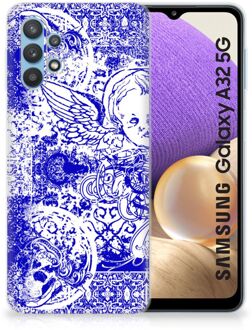 B2Ctelecom Back Case TPU Siliconen Hoesje Samsung Galaxy A32 5G Smartphone hoesje Angel Skull Blue