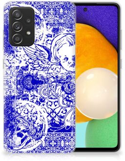 B2Ctelecom Back Case TPU Siliconen Hoesje Samsung Galaxy A52 (5G/4G) Smartphone hoesje Angel Skull Blue