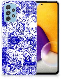 B2Ctelecom Back Case TPU Siliconen Hoesje Samsung Galaxy A72 Smartphone hoesje Angel Skull Blue