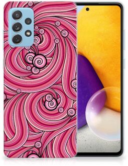 B2Ctelecom Back Case TPU Siliconen Hoesje Samsung Galaxy A72 Smartphone hoesje Swirl Pink