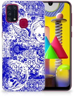 B2Ctelecom Back Case TPU Siliconen Hoesje Samsung Galaxy M31 Smartphone hoesje Angel Skull Blue