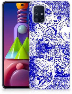 B2Ctelecom Back Case TPU Siliconen Hoesje Samsung Galaxy M51 Smartphone hoesje Angel Skull Blue