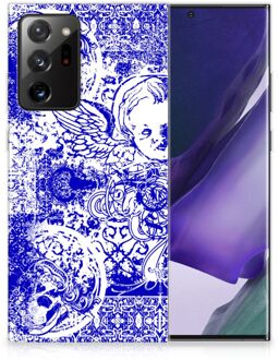 B2Ctelecom Back Case TPU Siliconen Hoesje Samsung Galaxy Note20 Ultra Smartphone hoesje Angel Skull Blue