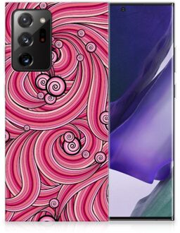 B2Ctelecom Back Case TPU Siliconen Hoesje Samsung Galaxy Note20 Ultra Smartphone hoesje Swirl Pink